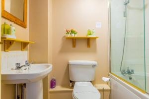 un bagno con wc, lavandino e doccia di Temple Wall - Contractors, Families - FREE PARKING by Prescott Apartments a Bristol Altre 26 foto