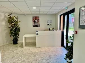 an office with a desk and a potted plant at Les Cimes du Mont Royal in Montréjeau