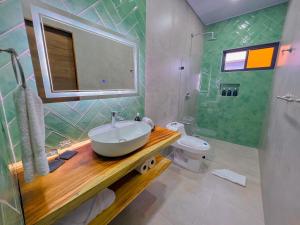 a bathroom with a sink and a toilet at Monstera Apartments Monteverde in Monteverde Costa Rica