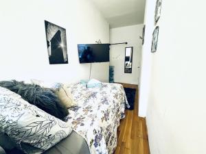a living room with a bed and a tv at UES Manhattan ROOM #2 in Shared Apartment in New York +4 photos