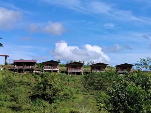 a row of huts on top of a hill at Cabañas venado in Venado