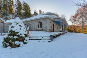 a house in the snow with a snow covered yard at Lux Waterfront Private 4bd home in Saint John