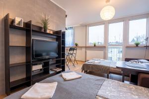 Televízia a/alebo spoločenská miestnosť v ubytovaní Apartament Centrum 32m2 Kłodzko - Przyjaciół Ziemi Kłodzkiej