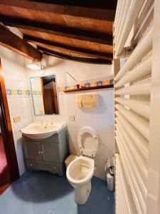 a bathroom with a toilet and a sink at Casa Nerina in Castiglione dʼOrcia +18 photos