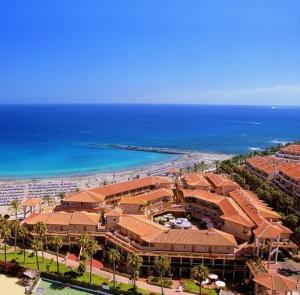 an aerial view of a resort with the beach at Apartamentos Vista Sur in Playa de las Americas