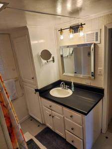 InmanにあるThe Great Escape - Lakefront Rental with Viewsの洗面台と鏡のあるバスルーム