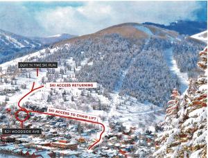 a map of a ski resort in the snow at 521 Woodside Gem True Ski-In Ski-Out on the Gold Coast home in Park City