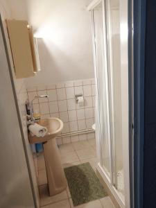 Koupelna v ubytování Flamingó Étterem, Magánszálláshely