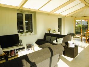 滨海布朗La Salicorne的带沙发和电视的客厅