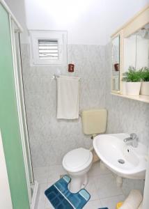 ein Badezimmer mit Toilette und Waschbecken in der Unterkunft Apartment Marija in Drvenik Mali