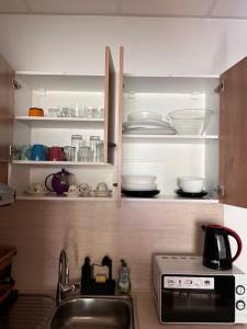 A kitchen or kitchenette at Serdika station, bright and cozy apartment