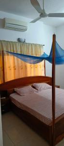 1 dormitorio con litera y dosel azul en Magnifique Villa Meublée, en Cotonou 5 fotos más