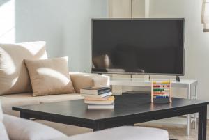 TV a/nebo společenská místnost v ubytování Andros Maisonettes