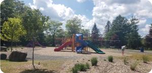 a playground with a slide in a park at Vdara Pocono Home in Tobyhanna