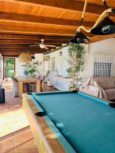 a living room with a pool table at Finca El Paraíso en Agost in Alicante