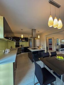a large kitchen with a table and chairs in it at Topaz Villa in Paleu