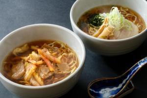 two bowls of soup and a bowl of food at Shionoyu Onsen Rengetsu in Nasushiobara +120 photos