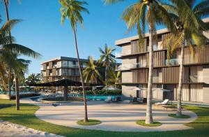 widok na ośrodek z palmami w obiekcie Porto Alto Resort w mieście Cupe