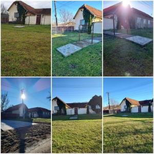a group of four pictures of a house and a lighthouse at Dui Brazi in Cuied