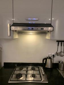 Un horno de estufa en una cocina con luz en appartement de antoine, en Maarif