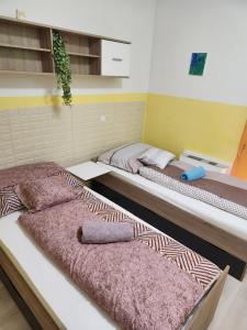 Postel nebo postele na pokoji v ubytování Orsi Apartman Kecskemét + 10 fotografií