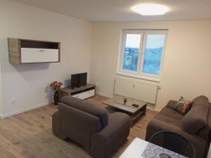 TV a/nebo společenská místnost v ubytování Lovely apartment with balcony and free parking