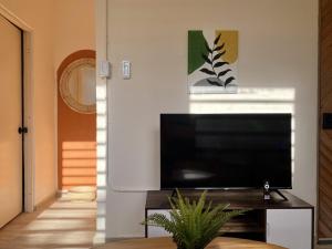 Una televisión o centro de entretenimiento en Sun-Drenched and Central Apartment in Santurce with parking Apt 8