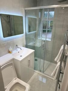 Ένα μπάνιο στο Tiny Home Parking & Airport & M1 & Contractor