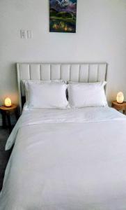a white bed with white pillows on top of it at GGP Boutique Townhome in Vaughan +35 photos