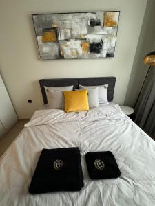 Ένα ή περισσότερα κρεβάτια σε δωμάτιο στο Luxury flat in Pleven