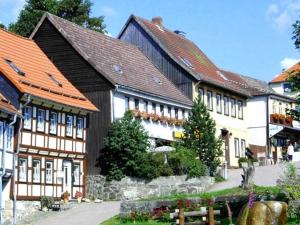 un grupo de edificios con techos rojos en Sonneneck holiday apartment, en Braunlage