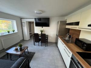 Kuchyň nebo kuchyňský kout v ubytování apartman 50m2 garden parking Free