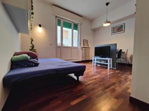 Μια τηλεόραση ή/και κέντρο ψυχαγωγίας στο Appartamento vicino al porto, con parcheggio