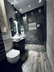 a bathroom with a toilet and a sink at New Grey in Novi Beograd