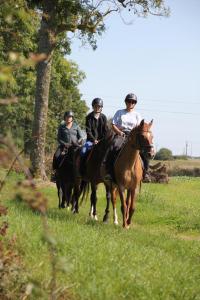 a group of people riding horses in a field at Chalet Miro in Saint-Germain-dʼAunay