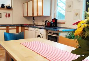 Kuchyň nebo kuchyňský kout v ubytování Ferienwohnung Langenstadt