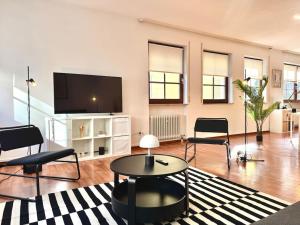 TV a/nebo společenská místnost v ubytování Stylisches Loft-Apartment in der Stadtmitte - PAUL -