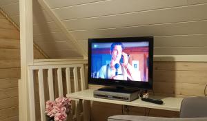 TV de pantalla plana sobre una mesa en Villa, en Kalajoki