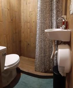 a bathroom with a toilet and a sink at Oasis Airport in Mexico City
