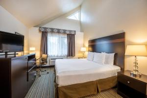 een hotelkamer met een bed en een flatscreen-tv bij Best Western Alderwood in Lynnwood +54 foto's