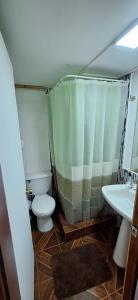 ein Badezimmer mit Toilette und Waschbecken in der Unterkunft Casa interior cercana aeropuerto in Santiago