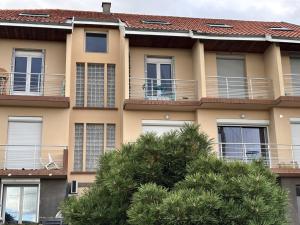 シャテル・ギヨンにあるBella Vista - Studio - Balcon - Parkingの窓と木のあるアパートメントビル