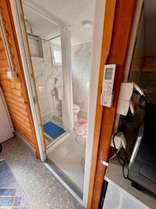 a small bathroom with a toilet inside of it at Apartman Visoko-Oaza mira in Visoko