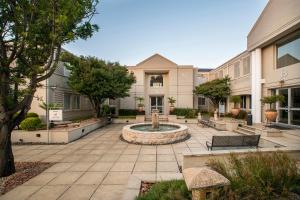 约翰内斯堡Studio Stay on Sixty6的建筑前带喷泉的庭院