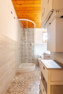 ein Badezimmer mit Dusche und Waschbecken in der Unterkunft Casa romantica vicino al centro di Firenze in Florenz