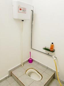 a bathroom with a toilet with a water tank at Kuantan SnakeRiver Homestay in Kampung Sungai Ular