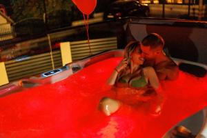 Hosté ubytování Luxurious cabin for couples with hot tub lake view