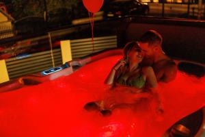 Hosté ubytování Luxurious cabin for couples with hot tub lake view
