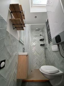 ein Badezimmer mit Toilette, Dusche und Waschbecken in der Unterkunft R- Maison 6 chambres 3 min metro 10 lits PARC EXPO in Arcueil + 30 Fotos