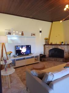 uma sala de estar com um sofá e uma televisão em Pousada Valle do Sol em Campos de Jordão